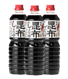 トモエ日高昆布しょうゆ　塩分カット　1L×3本セット